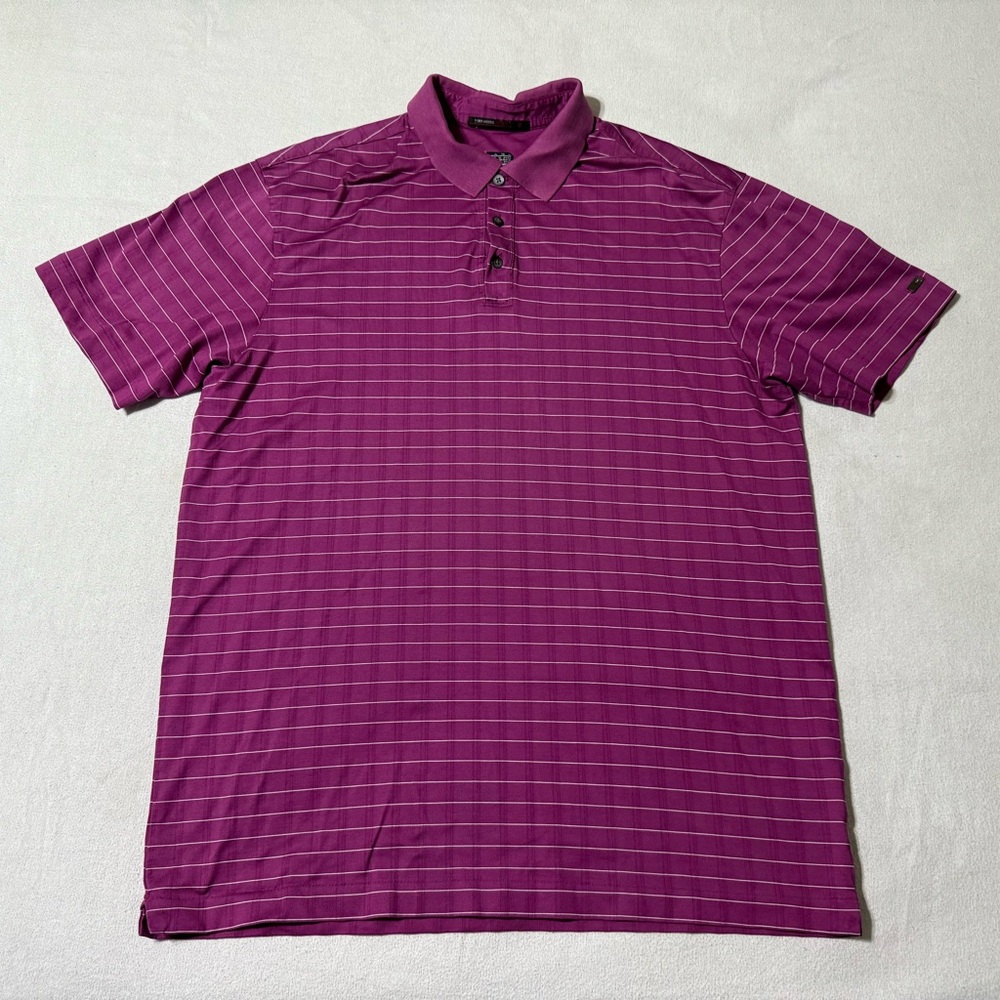 Nike Fit-DryTiger Woods Collection‎ Mens XL Purple Striped Golf Polo